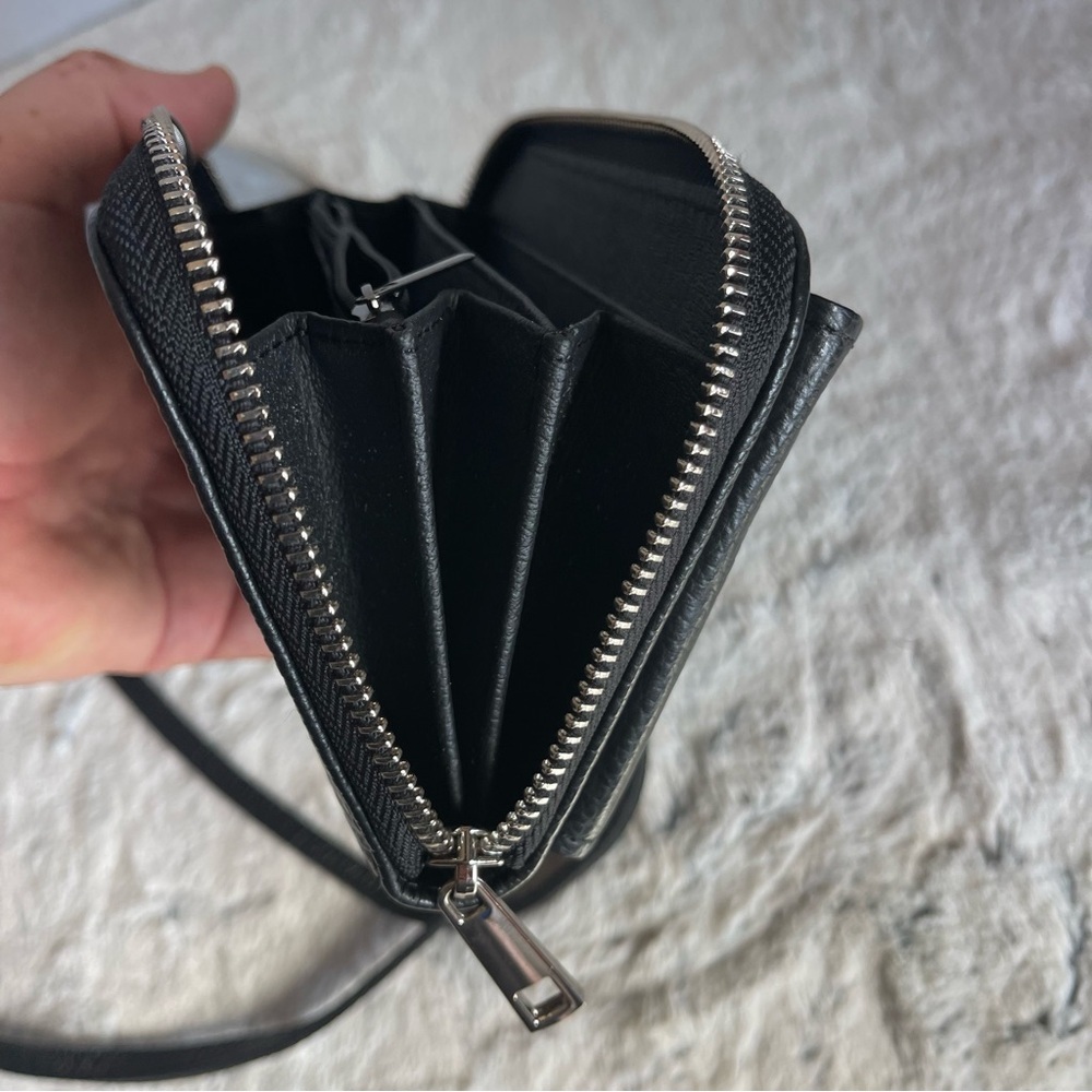 VERA PELLE Black Leather Crossbody Wallet And Phone Pocket - Picture 16 of 16